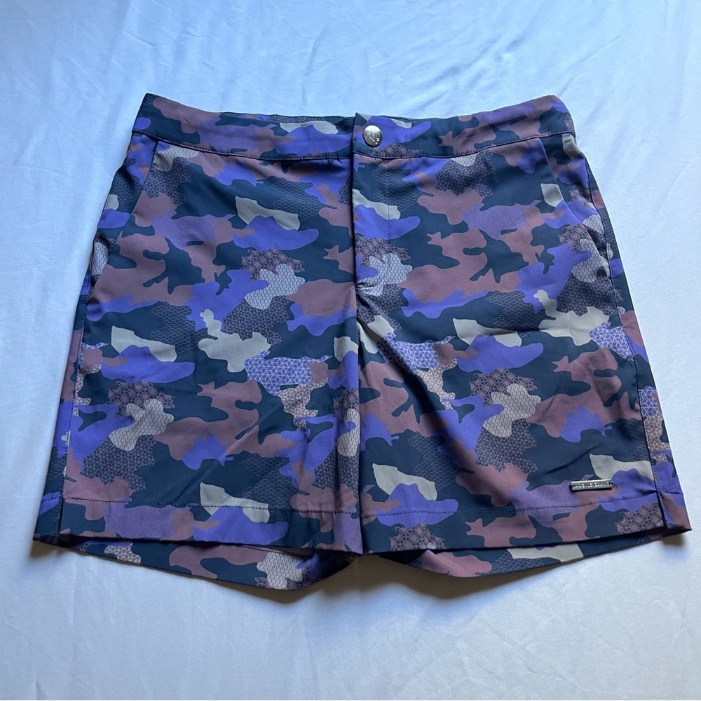 ARGYLE‎ GRANT purple navy blue camo swim trunks